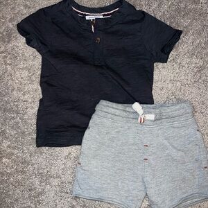 Tommy Bahama Navy Blue Shirt and Gray Shorts Set